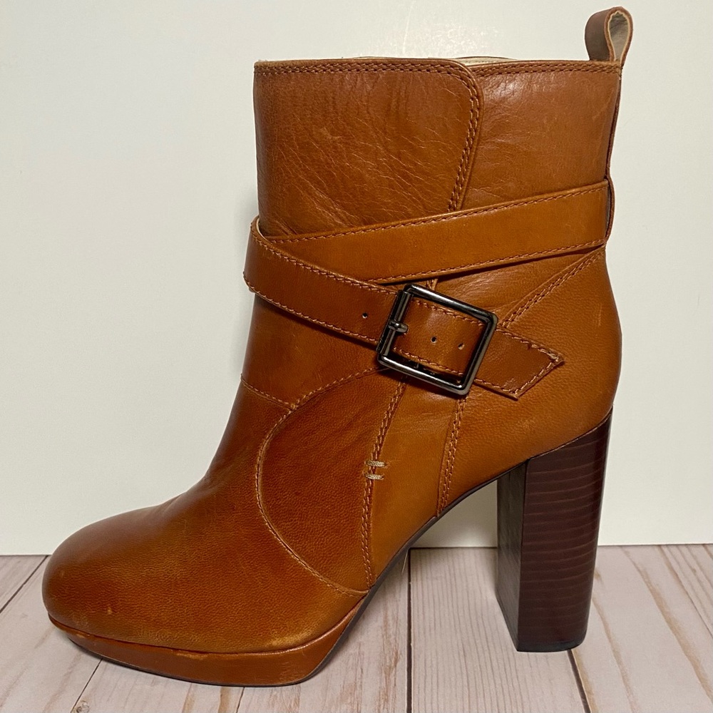 Clarks High Heel High Ankle Brown Leather Bootie Women’s Size US 8.5M
